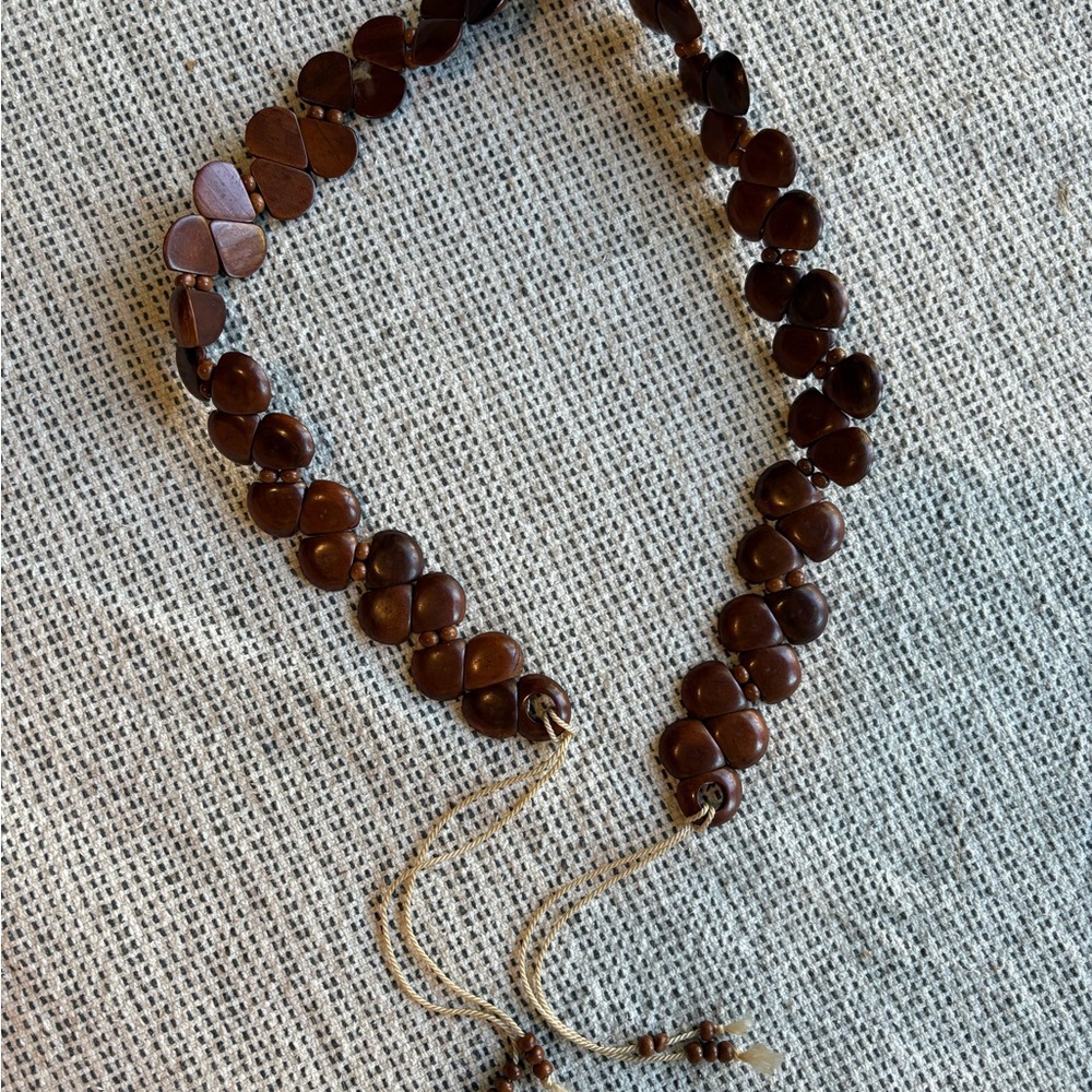 Vintage 1970’s Wood Beaded Belt with ties